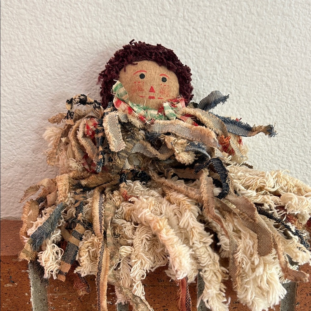 Vintage Raggedy Ann Handcrafted Rag Doll with Cream and Brown Accents